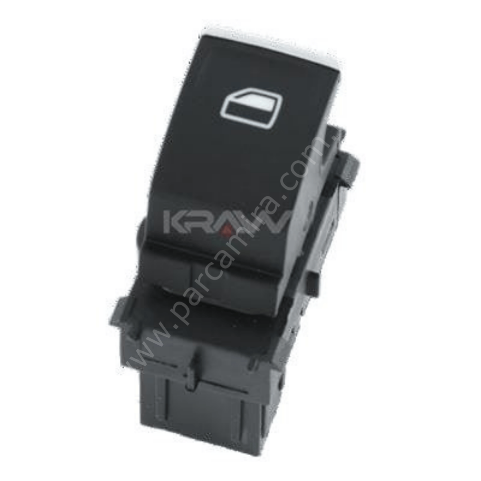 Cam Açma Kapama Anahtarı - Sağ Ön ve Arkalar Beyaz Işık Tekli Kromlu - VW Crafter, Golf VII, T-Roc,Tiguan  KRAW AN-419 / 5G0959855F