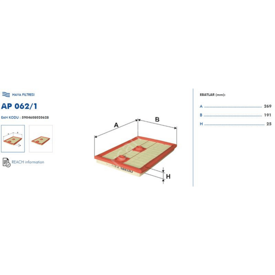 Hava Filtresi - Audi A3 1.2TFSI 1.4TFSI 2012- ,Seat Leon 1.2TFSI 1.4TFSI 2012-, VW Golf VII -FILTRON AP062/1 - 04E129620
